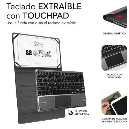 Subblim Keytab Pro Funda con Teclado Bluetooth y Touchpad, 9,6-10,8 pulgadas, Negra Subblim Keytab Pro Funda con Teclado Bluetooth y Touchpad, 9,6-10,8 pulgadas, Negra